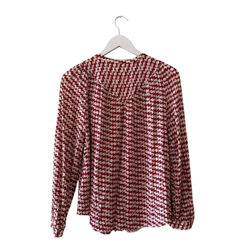 Anthropologie Maeve Avignon Abstract Scotty Dog Print Button Up Top SZ L - Picture 5 of 11